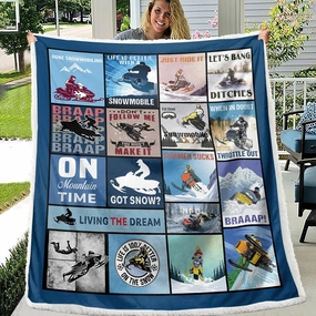BEDMUST Snow Mobiling Throw Blankets Soft Braap Sport Snow Mobile Blanket for Women Men Adults Warm Lightweight Winter Sports Sherpa Fleece Blanket for Bed Sofa Couch (60x80 inches)