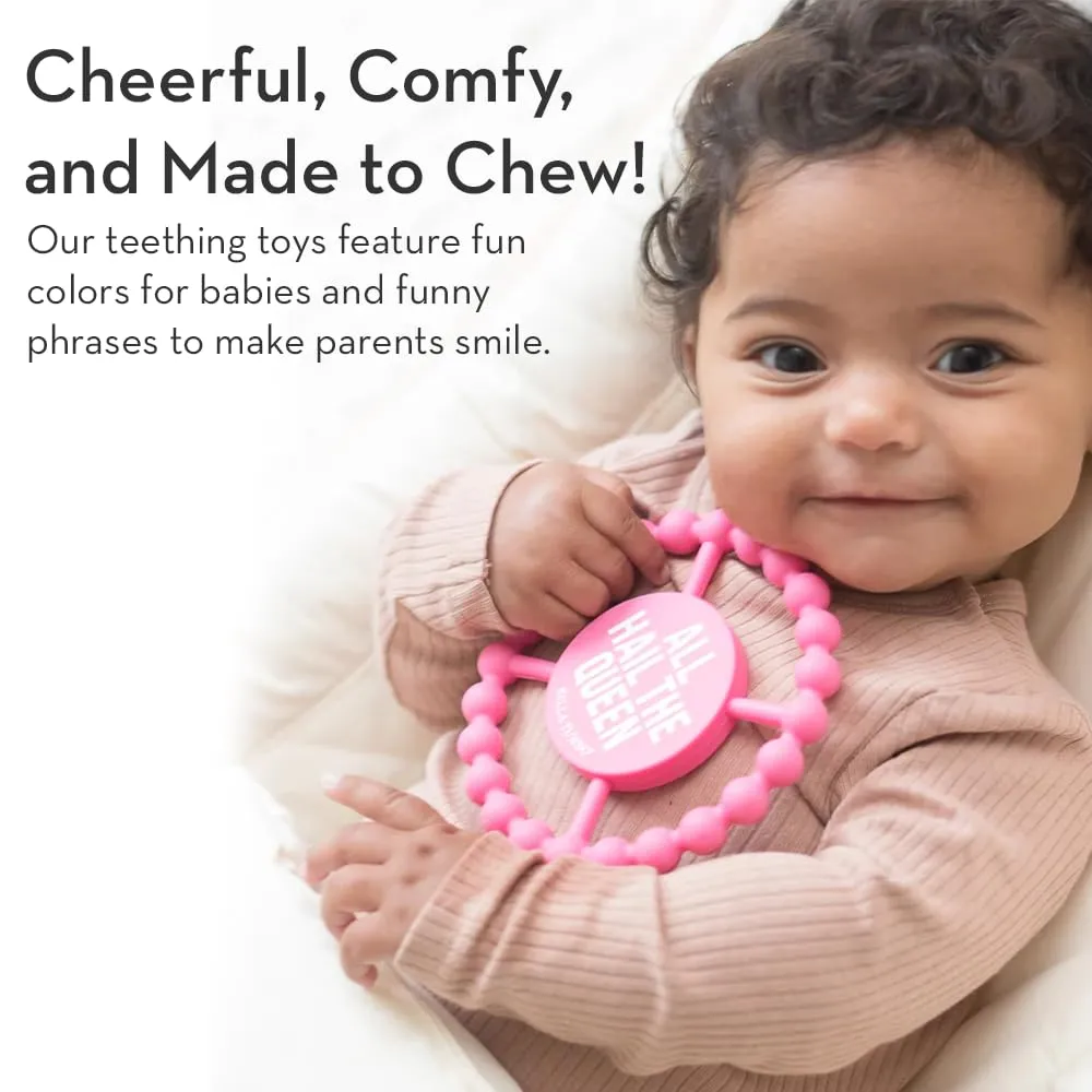 Bella Tunno Happy Teether 2pk – Soft & Easy Grip Baby Teether Toy, Silicone Teether Ring to Help Soothe Gums, Non-Toxic and BPA Free, Baby Needs a Minute/Bite Me