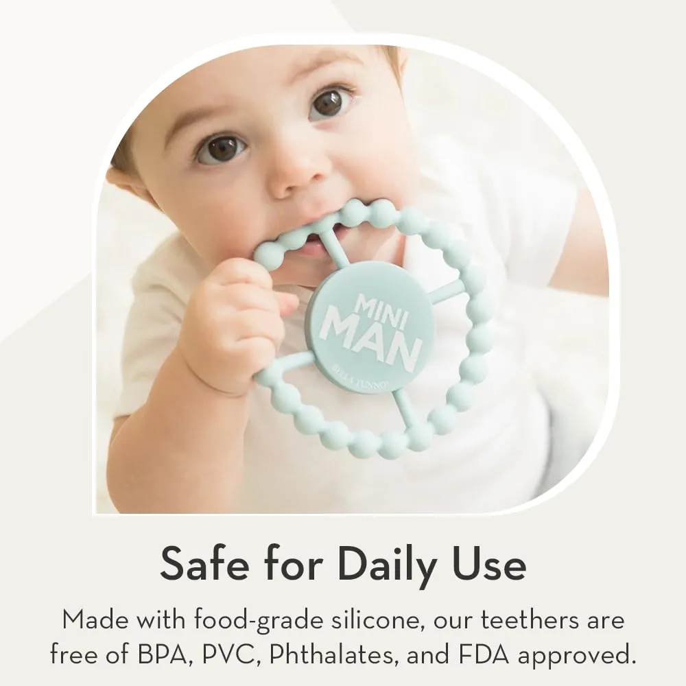 Bella Tunno Happy Teether 2pk – Soft & Easy Grip Baby Teether Toy, Silicone Teether Ring to Help Soothe Gums, Non-Toxic and BPA Free, Baby Needs a Minute/Bite Me
