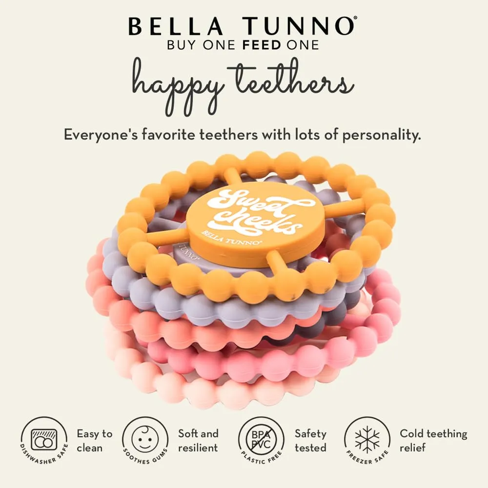 Bella Tunno Happy Teether 2pk – Soft & Easy Grip Baby Teether Toy, Silicone Teether Ring to Help Soothe Gums, Non-Toxic and BPA Free, Baby Needs a Minute/Bite Me