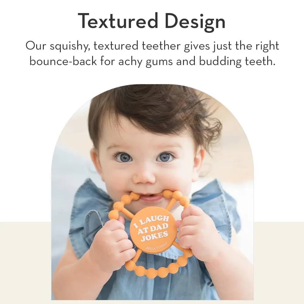 Bella Tunno Happy Teether 2pk – Soft & Easy Grip Baby Teether Toy, Silicone Teether Ring to Help Soothe Gums, Non-Toxic and BPA Free, Baby Needs a Minute/Bite Me