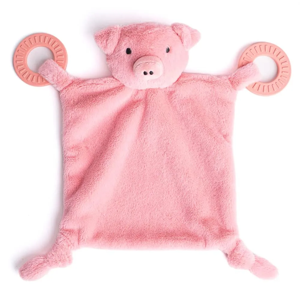 Bella Tunno Happy Teether and Buddy – Soft, Plush Animal Baby Lovey and Easy Grip Baby Teether Toy for Baby Teething Relief and Comfort (Bunny Teether and Lovey)