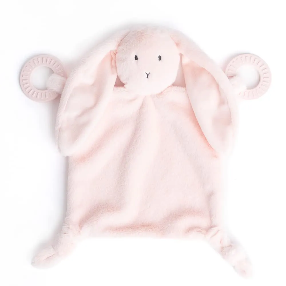 Bella Tunno Teether Buddy – Soft, Plush Baby Lovey with Textured Baby Teether Toy and Gentle Rattling Head, Comforts and Brings Teething Relief, Colorful Animal-Themed Baby Teething Toys (Bunny)
