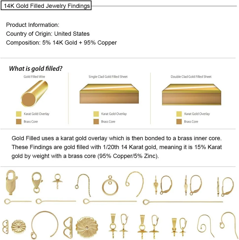 BENECREAT 10 PCS 14K Gold Filled Clamshells Crimp Bead Tips Knot Covers for DIY Crafting Jewelry Making(5.5 x 3.5 x 1mm)