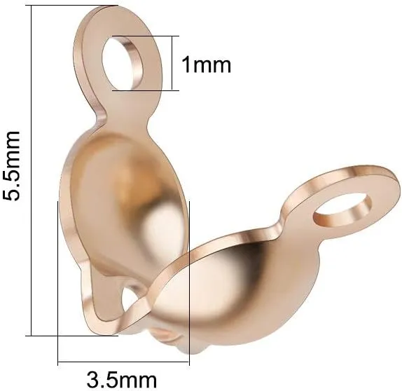 BENECREAT 10 PCS 14K Gold Filled Clamshells Crimp Bead Tips Knot Covers for DIY Crafting Jewelry Making(5.5 x 3.5 x 1mm)