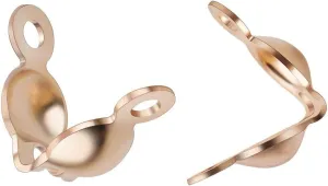 BENECREAT 10 PCS 14K Gold Filled Clamshells Crimp Bead Tips Knot Covers for DIY Crafting Jewelry Making(5.5 x 3.5 x 1mm)