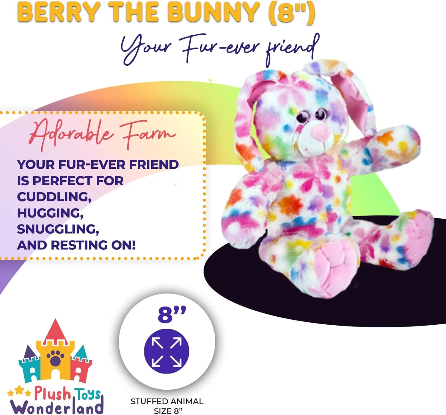 Berry The Bunny 8 inch Plush Rabbit – Adorable Soft Stuffed Animal for Toddlers and Kids, Ideal Easter Bunny Toy, Nursery Decoration, Cuddle Buddy Gift for Baby and Children