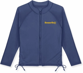 BesserBay Girls UPF 50  Zip Up Long Sleeve Ruched Side Adjustable Drawstring Thumb Holes Swim Shirt 4-14 Years
