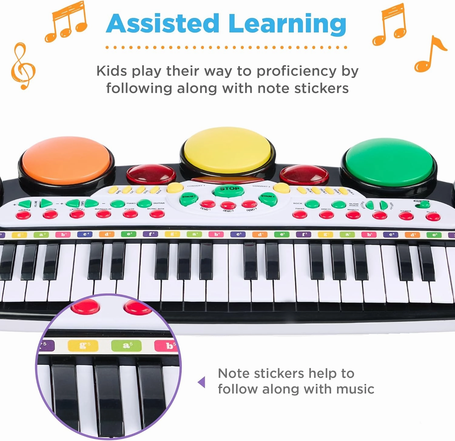 Best Choice Products 37-Key Kids Electronic Musical Instrument Piano Learning Toy Keyboard w/Multiple Sounds, Lights, Microphone, Stool - Black