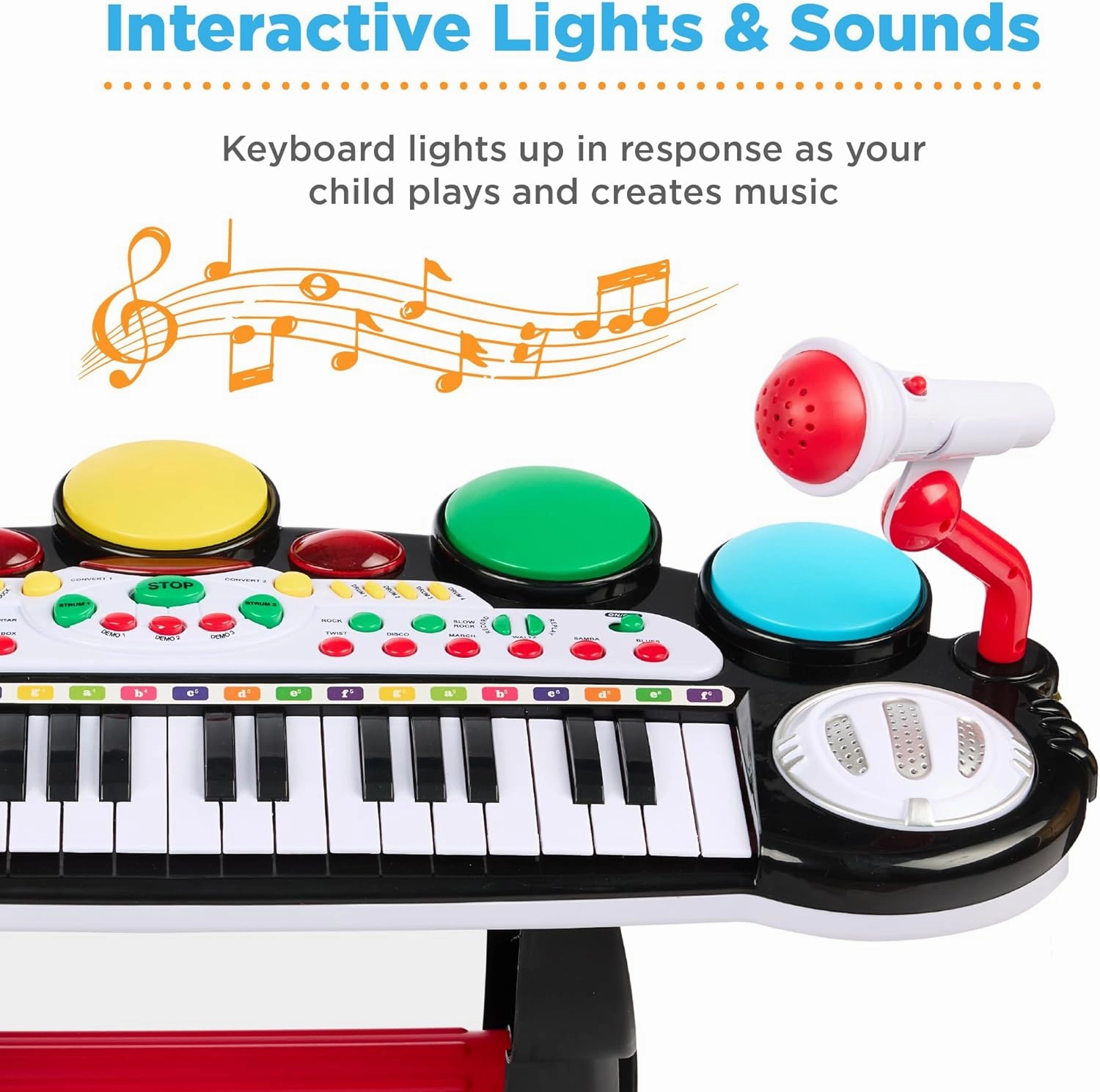 Best Choice Products 37-Key Kids Electronic Musical Instrument Piano Learning Toy Keyboard w/Multiple Sounds, Lights, Microphone, Stool - Black