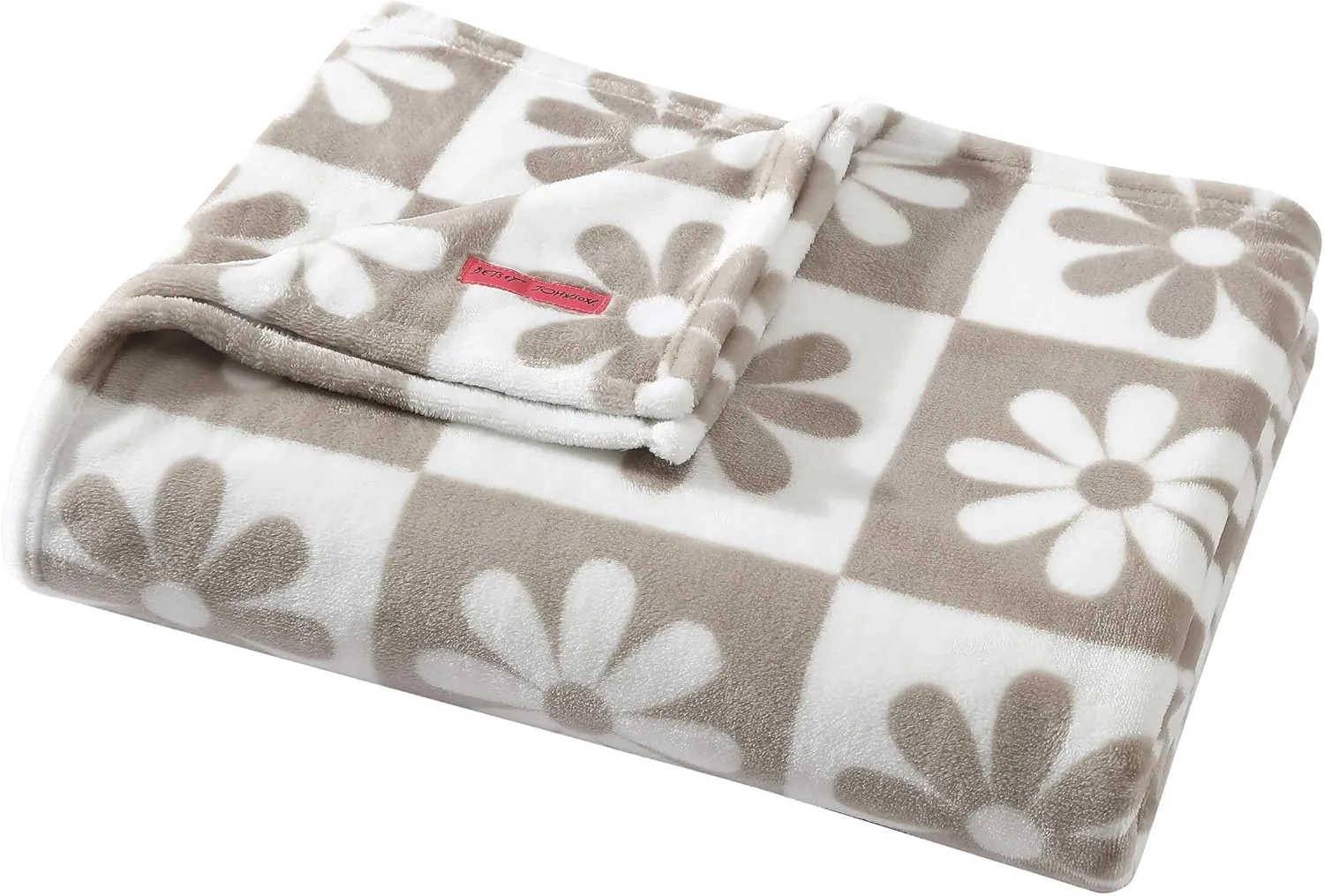 Betsey Johnson - Twin Blanket, Ultra-Soft Plush Bedding, Oversized Soft Blanket, Dorm Essentials (Daisy Check Brown)