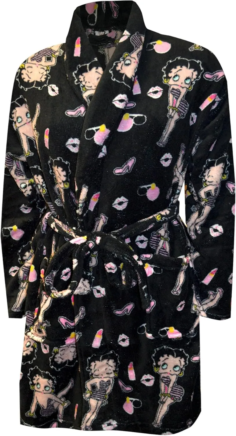 Betty Boop Women's Black Super Soft Plush Robe