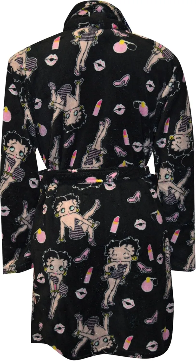 Betty Boop Women's Black Super Soft Plush Robe