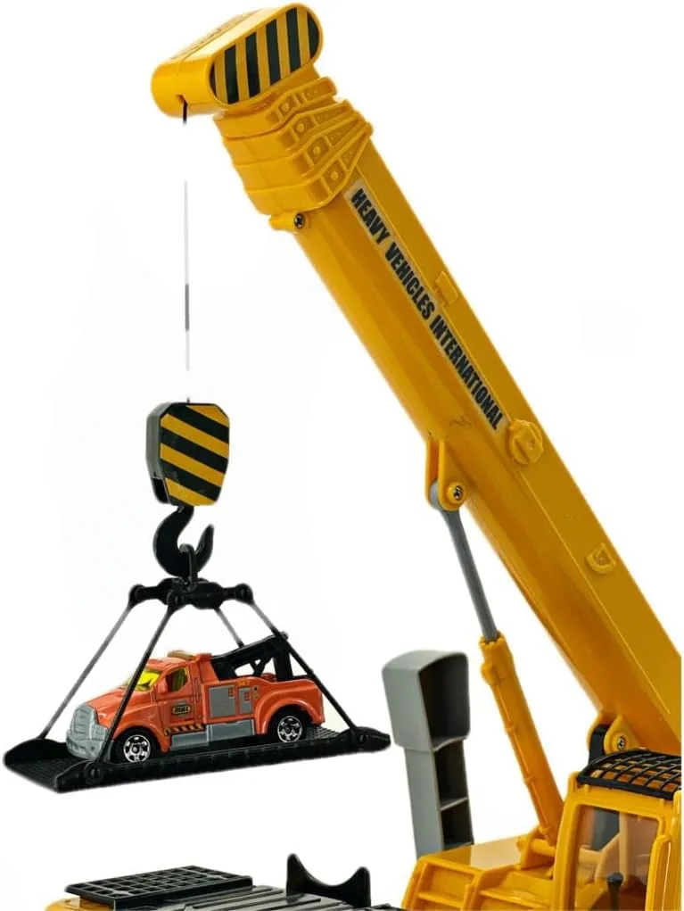 Big Daddy Trucks-Large Sized Friction Powered King Crane which extends to 1 ft Personal Accessories and Toys can be Used on This Truck