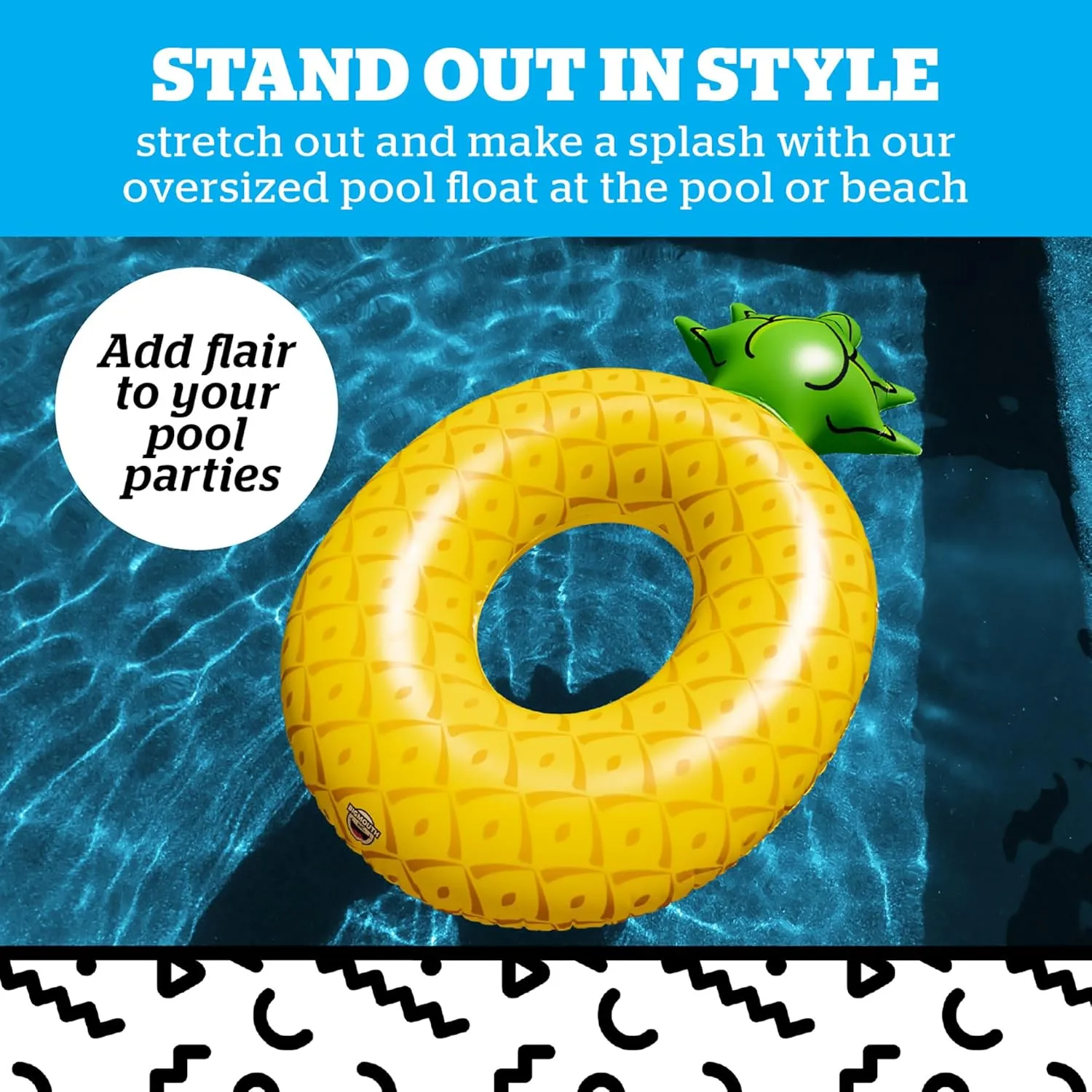 BigMouth Inc. Pool Float, 4' Wide, Inflatable Floatie Tube, Blow Up Swim Ring, Outdoor Summer Pool Party Water Toy