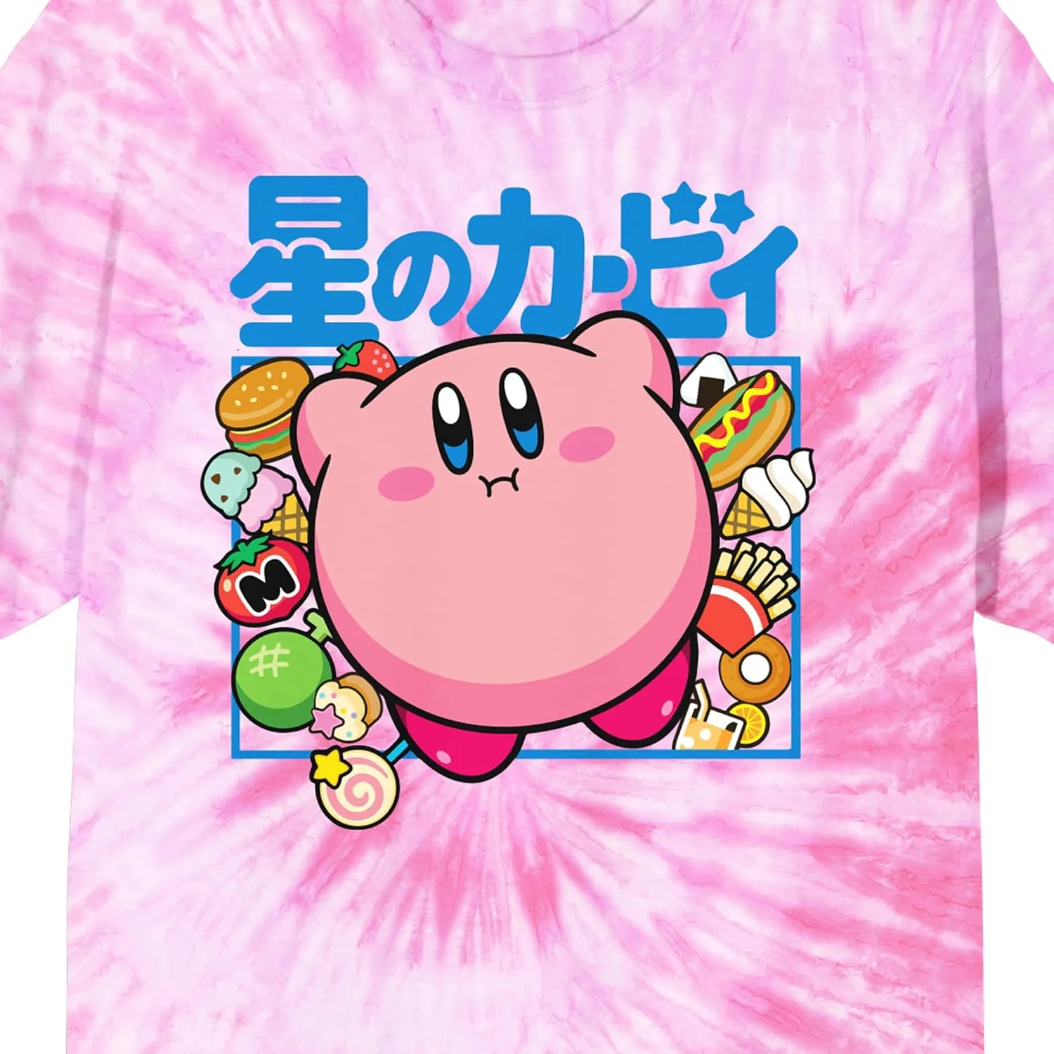 Bioworld Kirby Kanji Character Adult Pink Tie Dye Short Sleeve Tee
