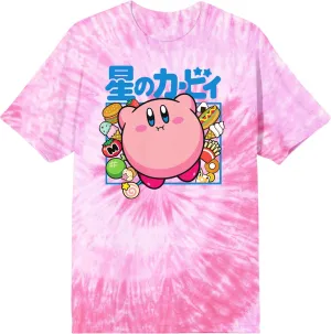 Bioworld Kirby Kanji Character Adult Pink Tie Dye Short Sleeve Tee