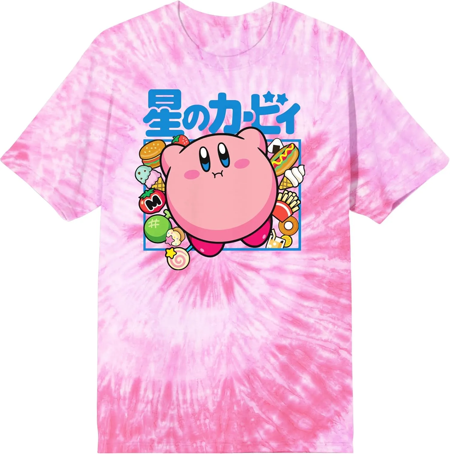 Bioworld Kirby Kanji Character Adult Pink Tie Dye Short Sleeve Tee