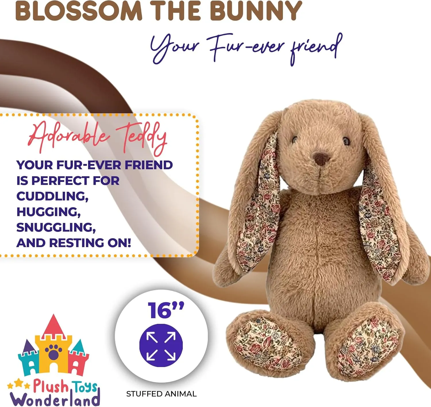 Blossom The Bunny 16 inch Plush Rabbit Toy – Super Soft Cuddle Buddy, Cozy Easter Gift for Toddlers and Kids, Adorable Stuffed Animal for Nursery and Playtime
