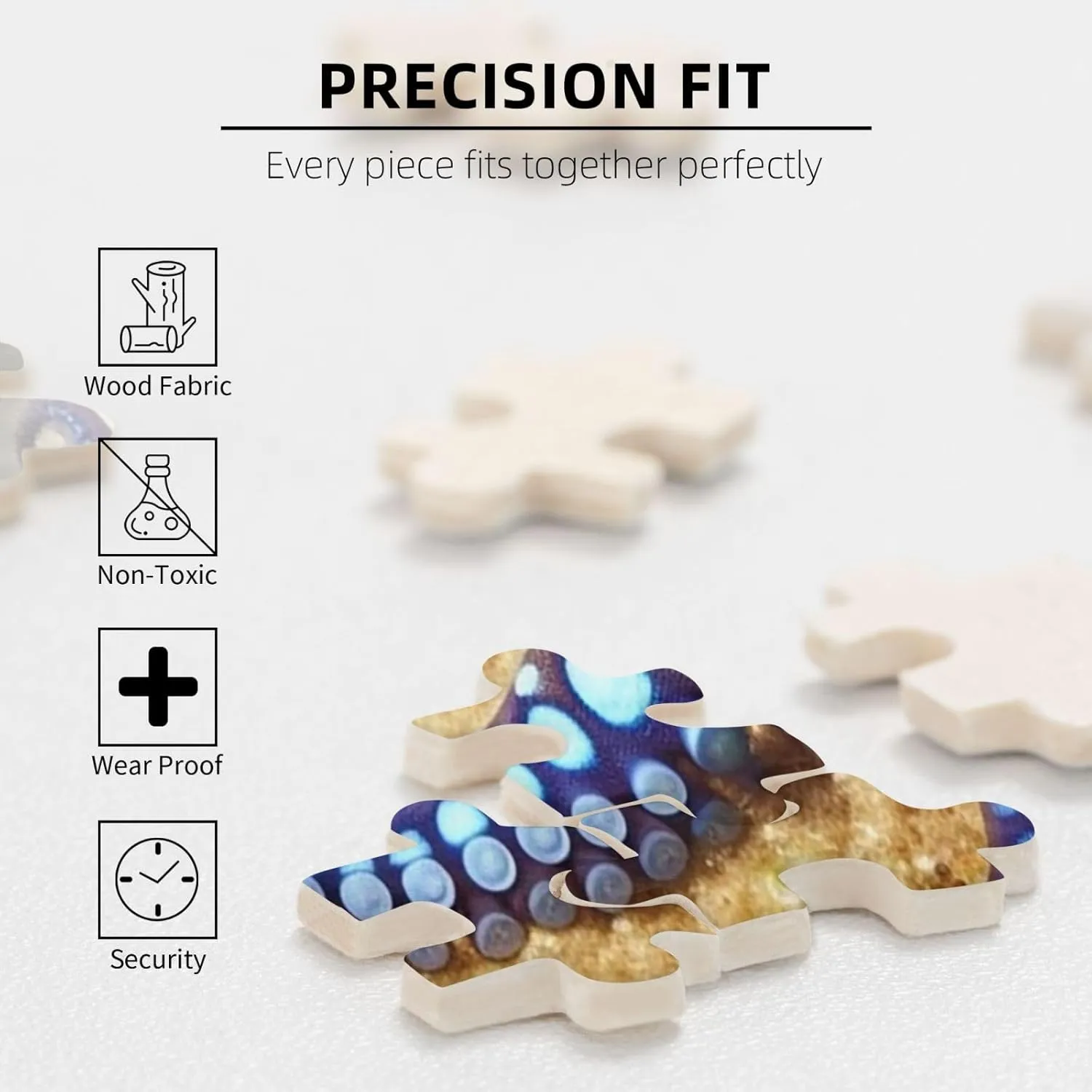 Blue Ring Octopus Puzzles 1000 Pieces with Storage Bag Personalized Jigsaw Puzzles for Men Women Picture Puzzle for Family Challenging Photos Puzzle for Home Decor (29.5"" x 19.7"")