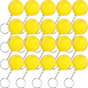 Blulu 20 Pack Tennis Ball Keychains Mini Foam Stress Balls Keychains Stress Relief for Sports Party Favors, school Carnival Reward, Party Bag Gift Fillers