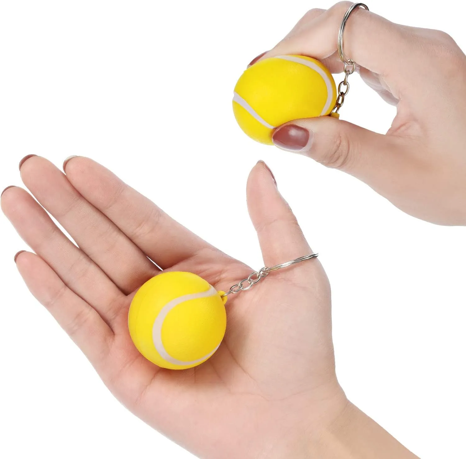 Blulu 20 Pack Tennis Ball Keychains Mini Foam Stress Balls Keychains Stress Relief for Sports Party Favors, school Carnival Reward, Party Bag Gift Fillers