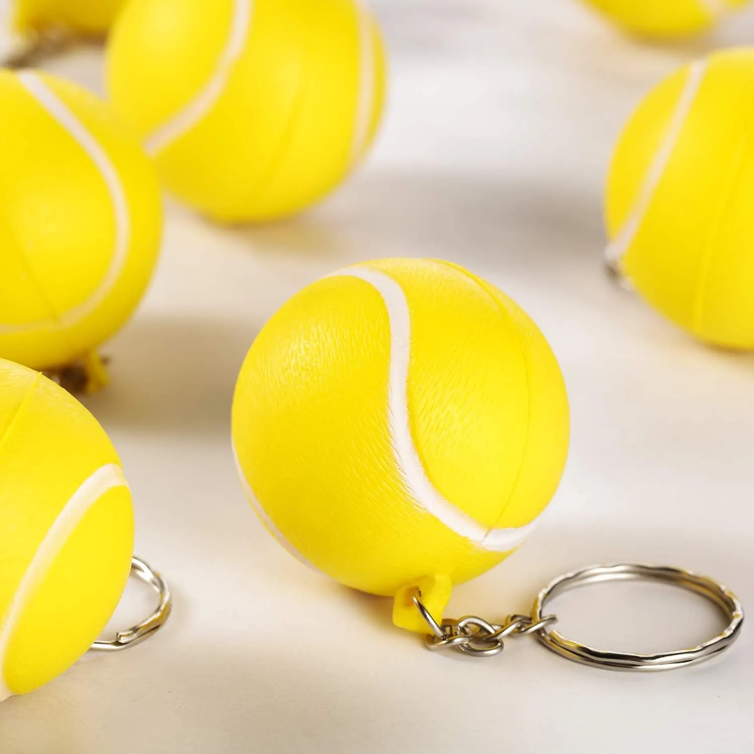 Blulu 20 Pack Tennis Ball Keychains Mini Foam Stress Balls Keychains Stress Relief for Sports Party Favors, school Carnival Reward, Party Bag Gift Fillers