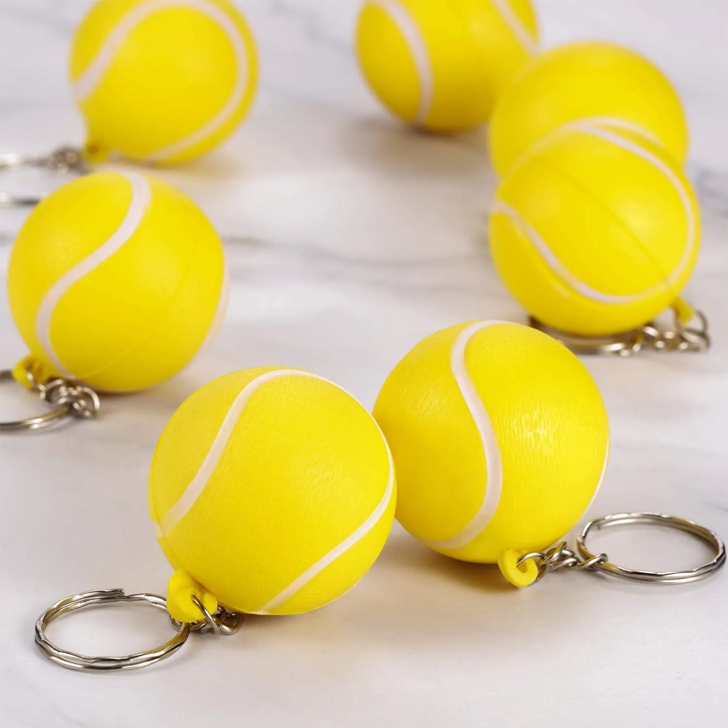 Blulu 20 Pack Tennis Ball Keychains Mini Foam Stress Balls Keychains Stress Relief for Sports Party Favors, school Carnival Reward, Party Bag Gift Fillers