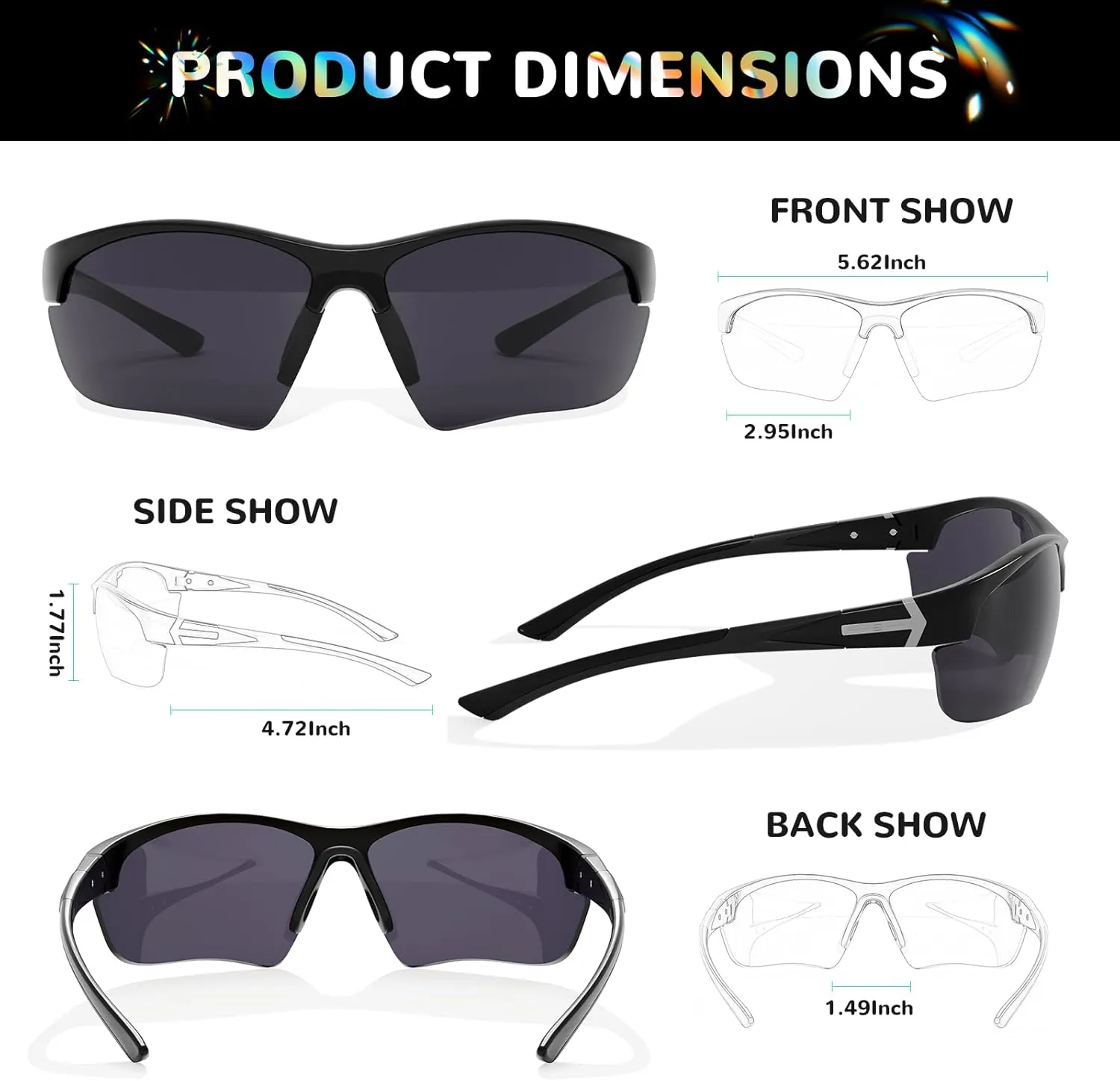 B.N.U.S Sports Sunglasses for men polarized Ultimate UV Protection for Cycling, Running, Baseball, Rowing Outdoor