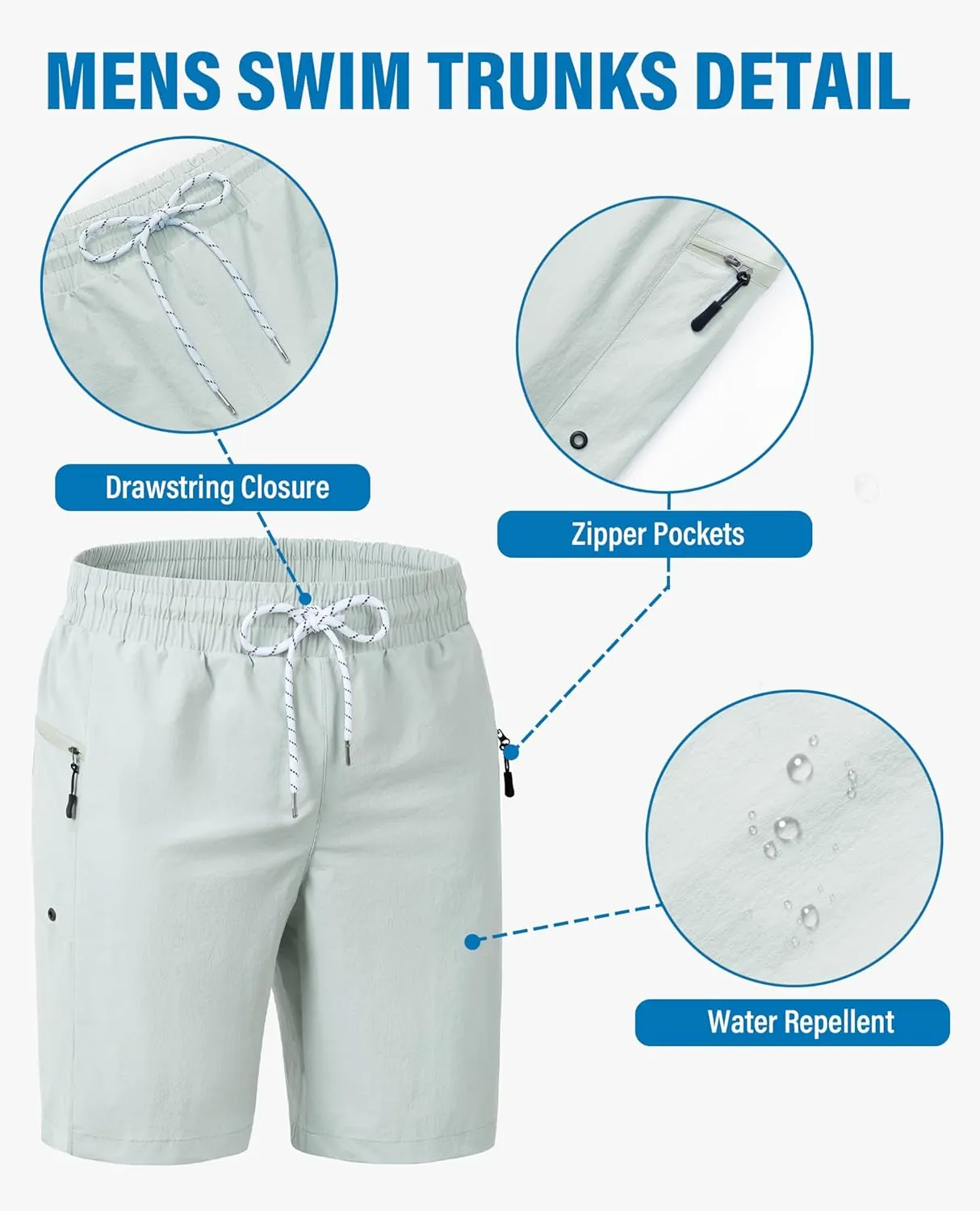 Board Shorts Mens Quick Dry Swim Trunks 9 Inch Men's Zipper Pockets Long Bathing Suit for Men Swimwear Surf No Liner