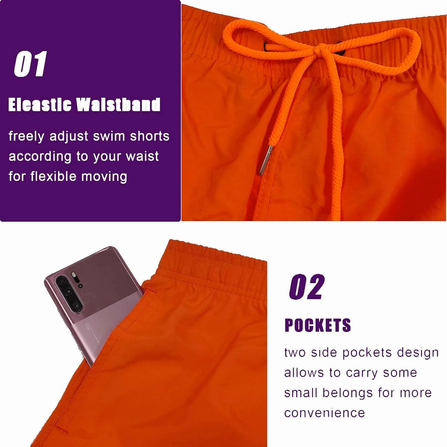 Board Shorts Without Liner Men's Swim Trunks 5 Inch Inseam Quick Dry Swimming Shorts for Men Beach