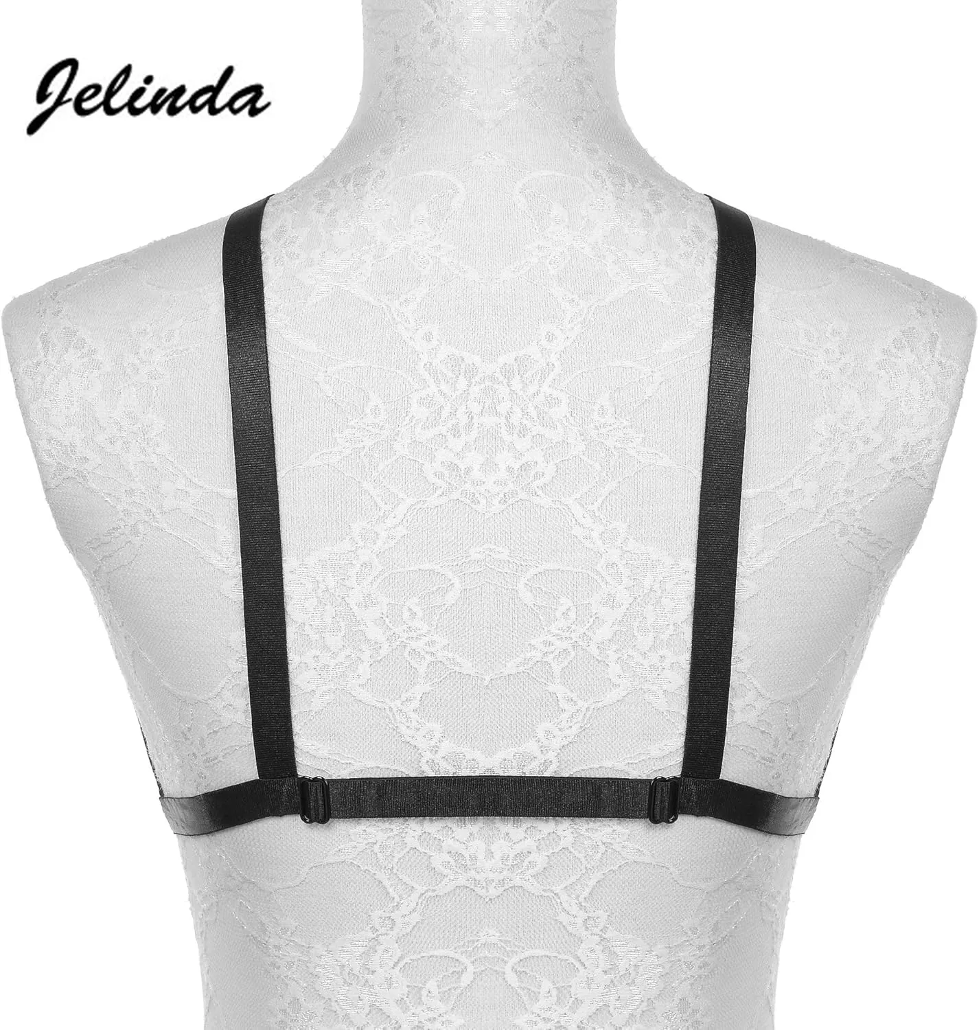 Body Harness Bra for Women Sexy Cupless Bra with Choker Pentagra Caged Bra Punk Gothic Style Strappy Lingerie