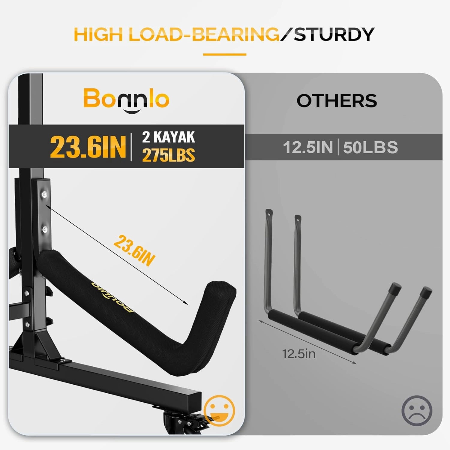 Bonnlo Kayak Stand Freestanding Storage Rack for Kayak Canoe Boat Paddle Board SUP Surfboard for Indoor Outdoor Garage, Shed, Dock with Lockable Wheels Wide Adjustable