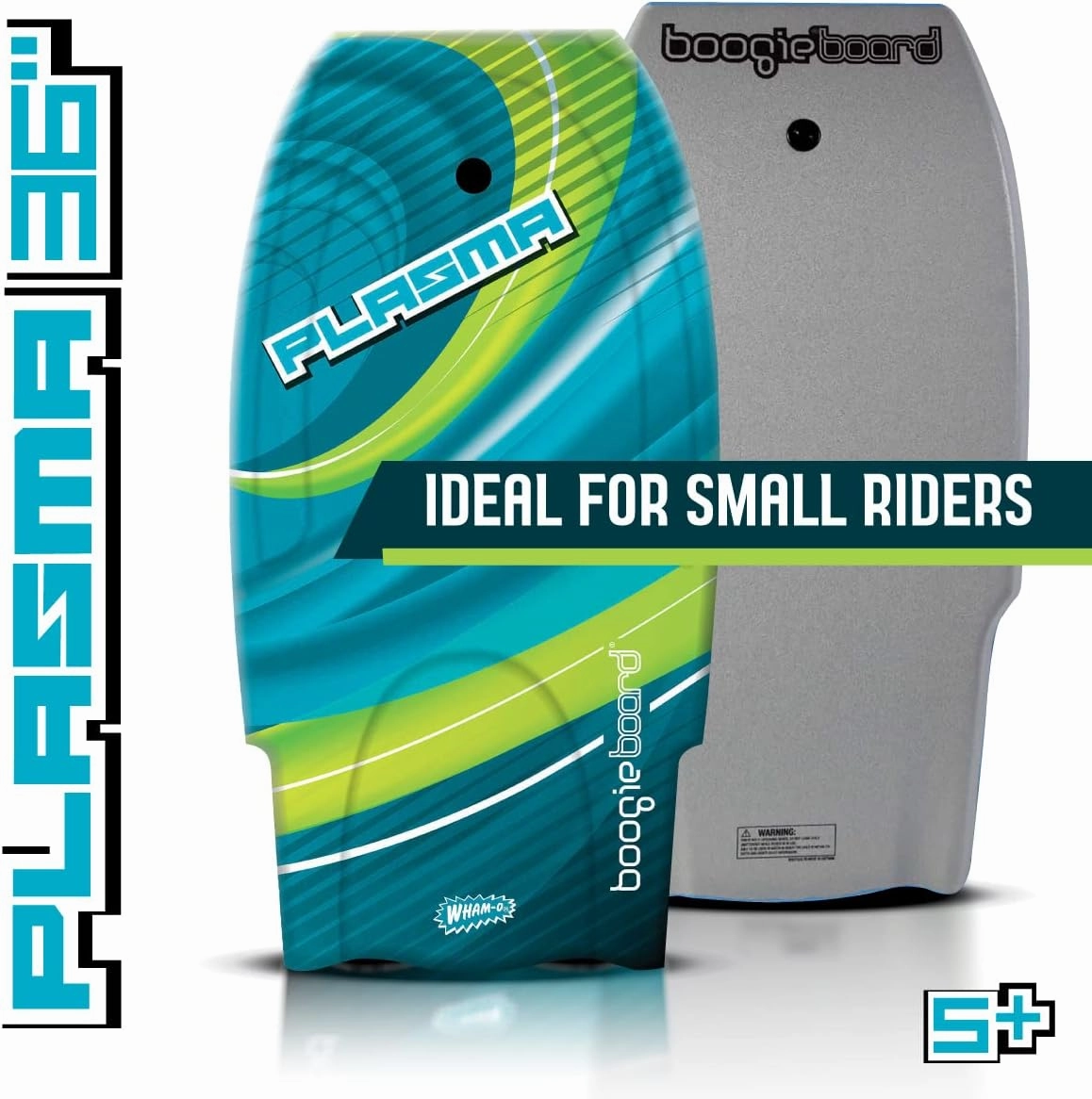 Boogieboard Plasma 36" Bodyboard- Adjustable Leash - Lightweight Bodyboard - PE Foam, Slick Bottom - Easy to Grip -Smaller Sized Rider