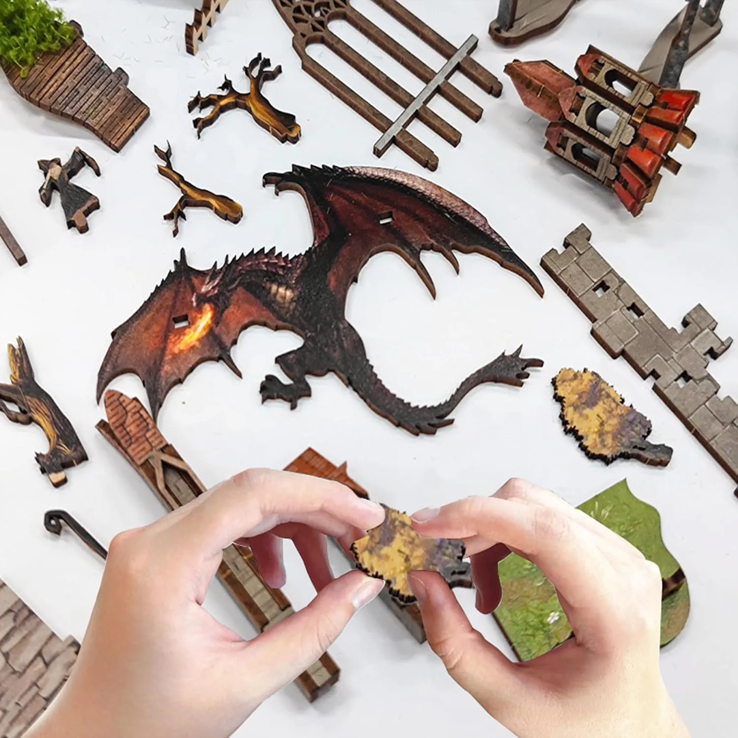 Book Nook Kit With LED Light - 3D Wooden Puzzles for Shelf Decor - DIY Dollhouse Kit - Nook Decor With Dust Cover - Magic The Lord The Ring(SQ-05)