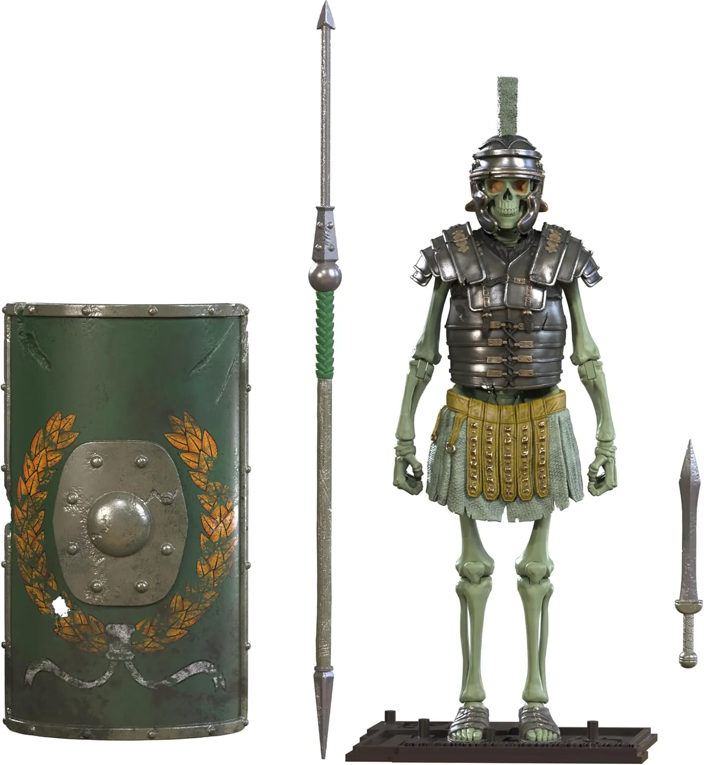 Boss Fight Studio Epic H.A.C.K.S. Eterno Guardian Skeleton Action Figure – Highly Articulated Collectible Figurine with Accessories Including Shield, Spear, Helmet, Armor, Sword, and Stand – 1:12