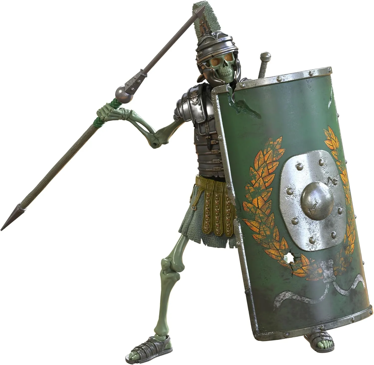 Boss Fight Studio Epic H.A.C.K.S. Eterno Guardian Skeleton Action Figure – Highly Articulated Collectible Figurine with Accessories Including Shield, Spear, Helmet, Armor, Sword, and Stand – 1:12