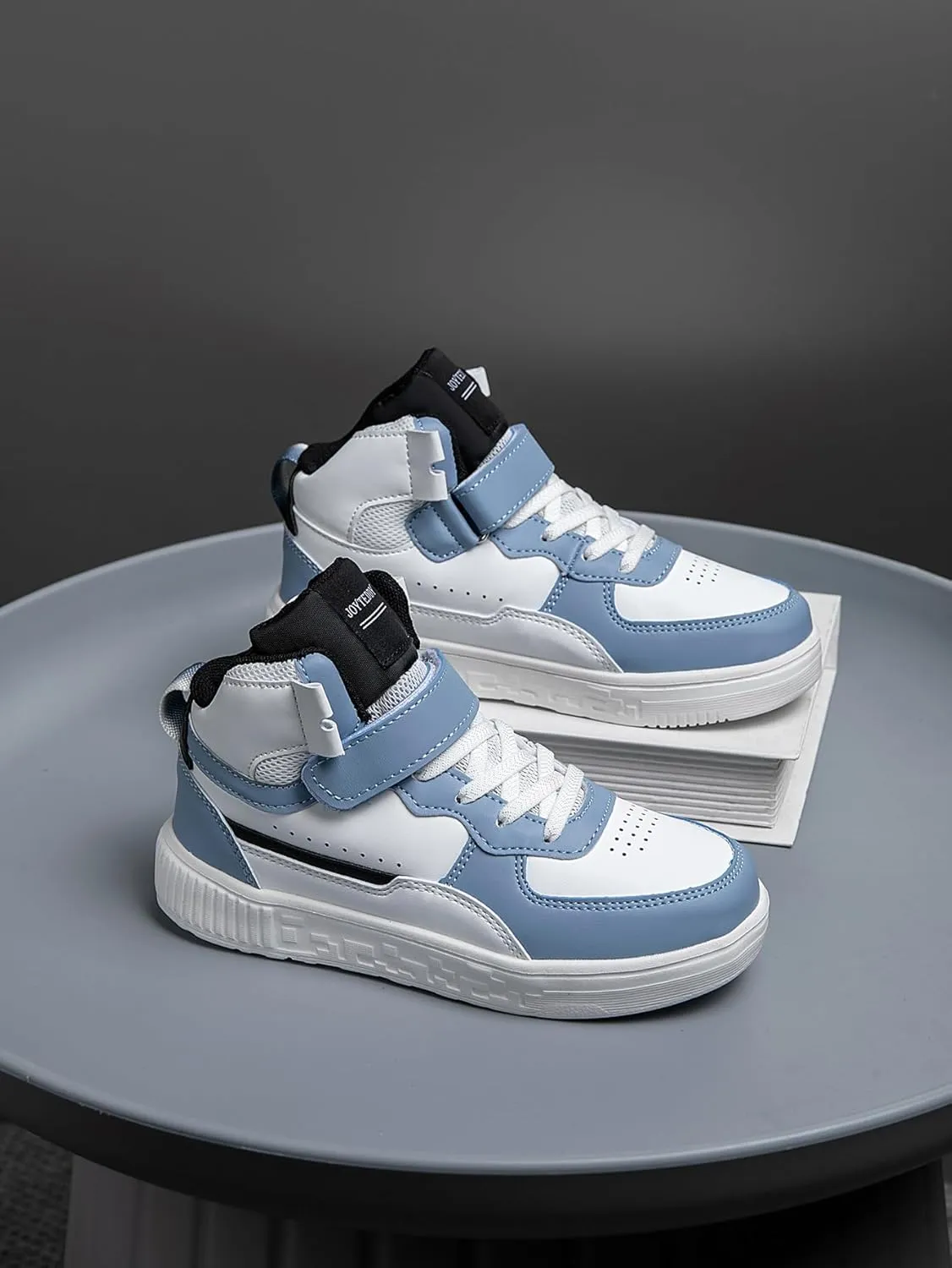 Boy Girl Board Shoes Non-Slip Outdoor Adjustable Strap Closure High Top Sneakers for Little Kids/Big Kids Age 6-12 Years