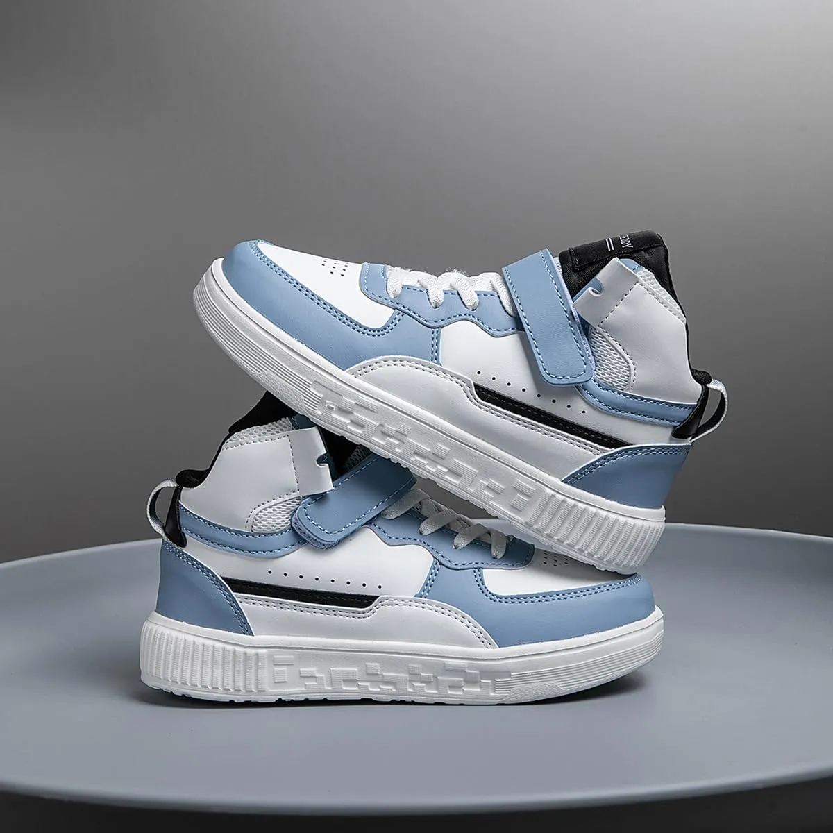 Boy Girl Board Shoes Non-Slip Outdoor Adjustable Strap Closure High Top Sneakers for Little Kids/Big Kids Age 6-12 Years