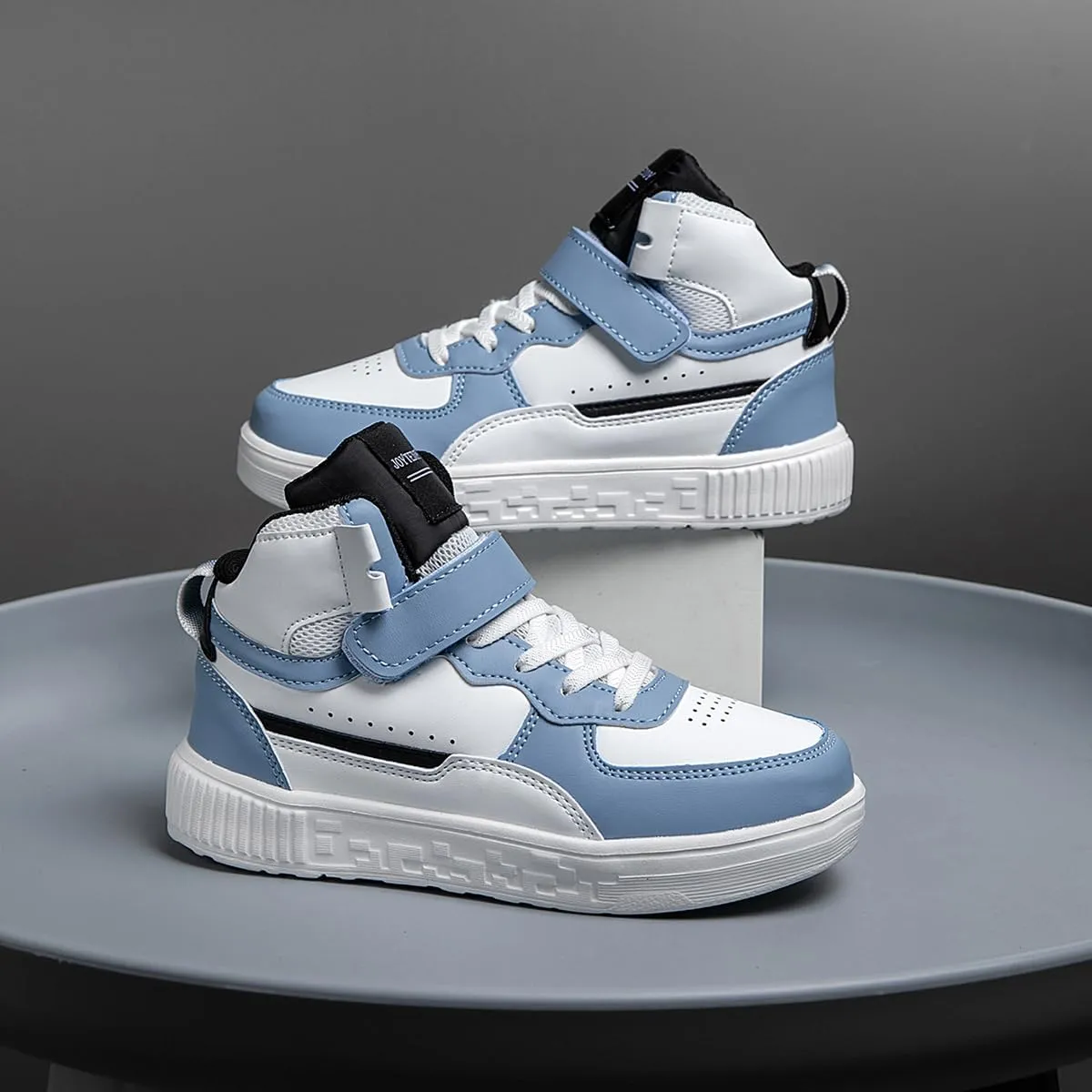 Boy Girl Board Shoes Non-Slip Outdoor Adjustable Strap Closure High Top Sneakers for Little Kids/Big Kids Age 6-12 Years