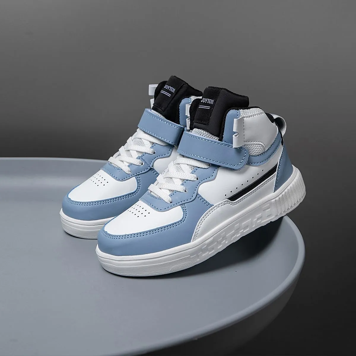 Boy Girl Board Shoes Non-Slip Outdoor Adjustable Strap Closure High Top Sneakers for Little Kids/Big Kids Age 6-12 Years