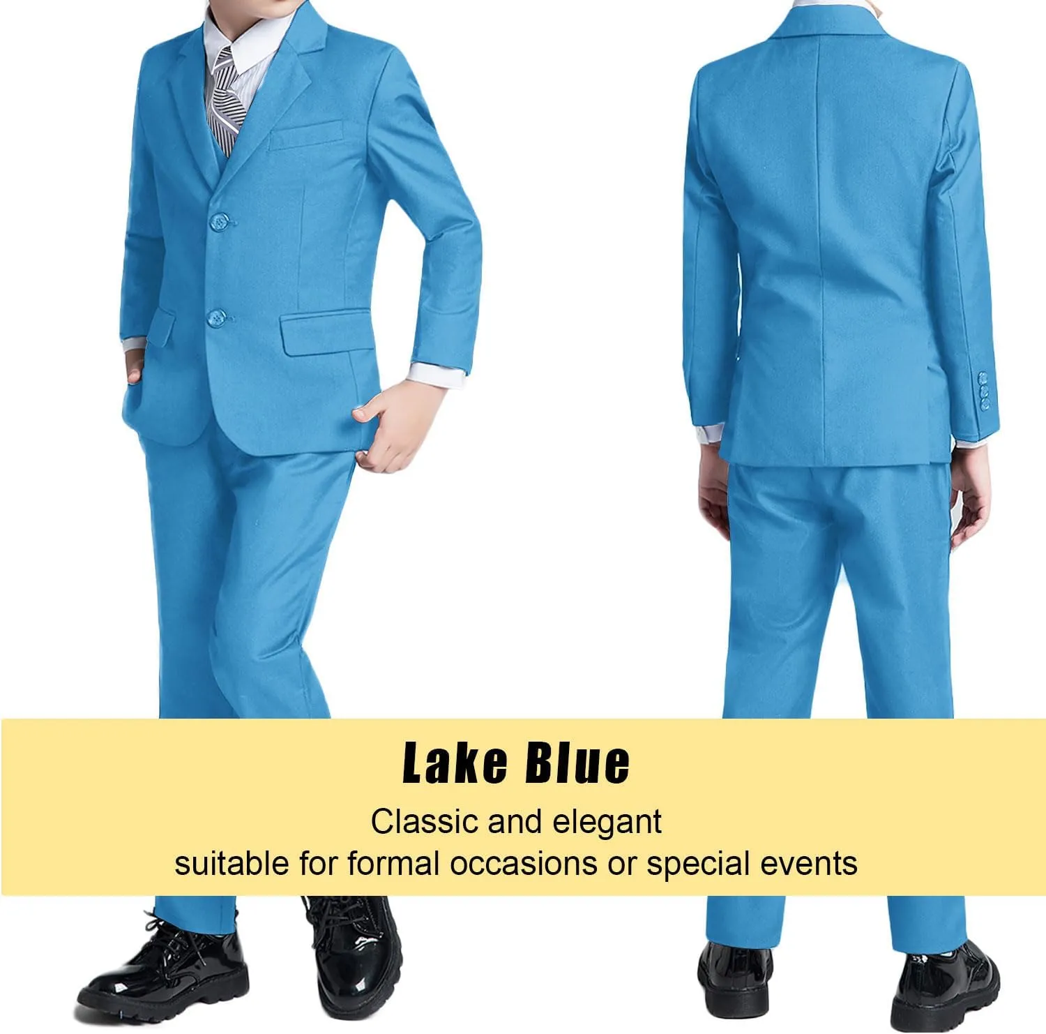 Boys’ Formal Suit 5 Piece Set, Toddler Tuxedos for Wedding, Suits for Teens Boy Dress School Clothes