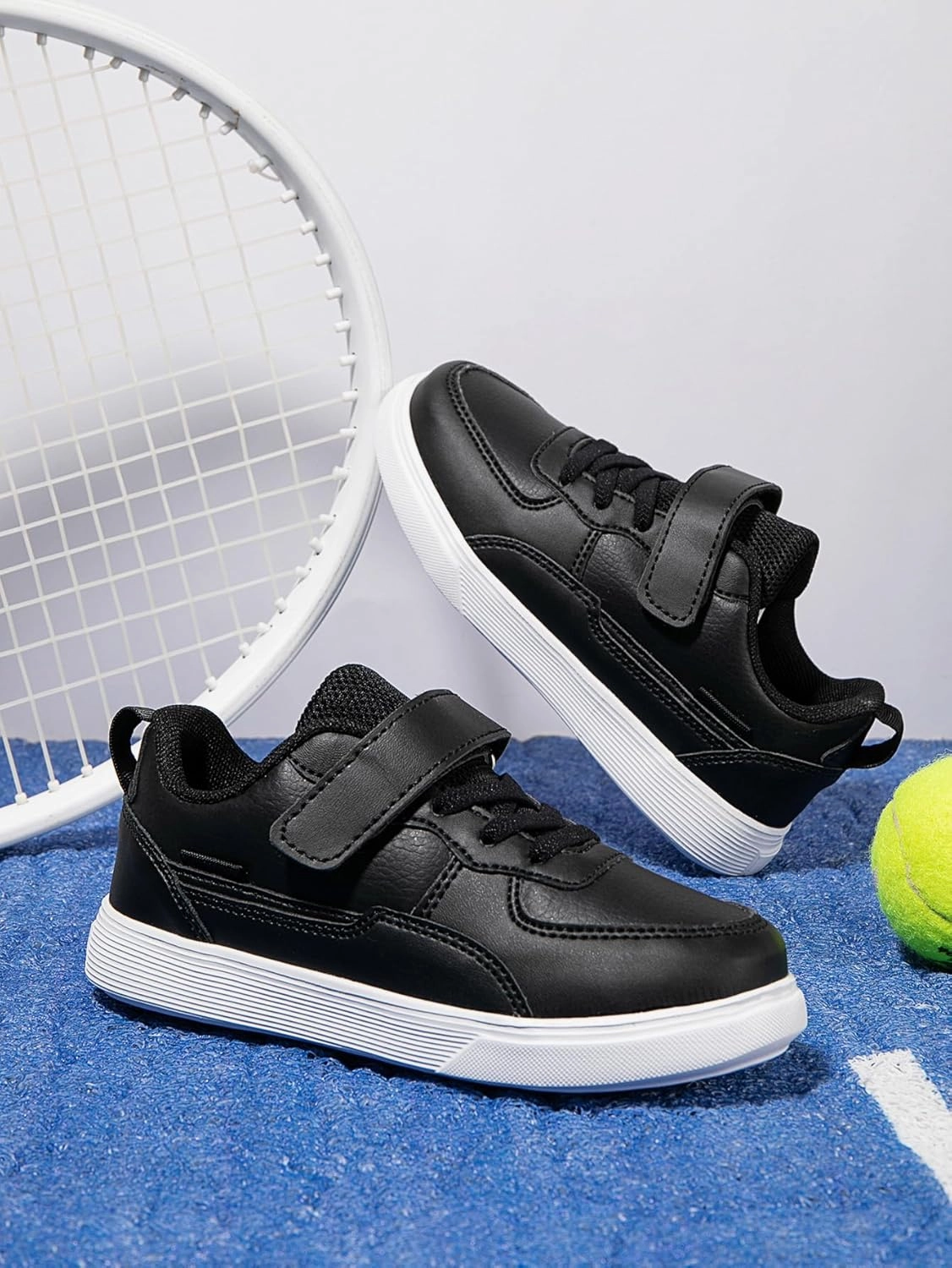 Boys and Girls Board Shoes Adjustable Hook and Loop Classic Low Top Kids Sneakers