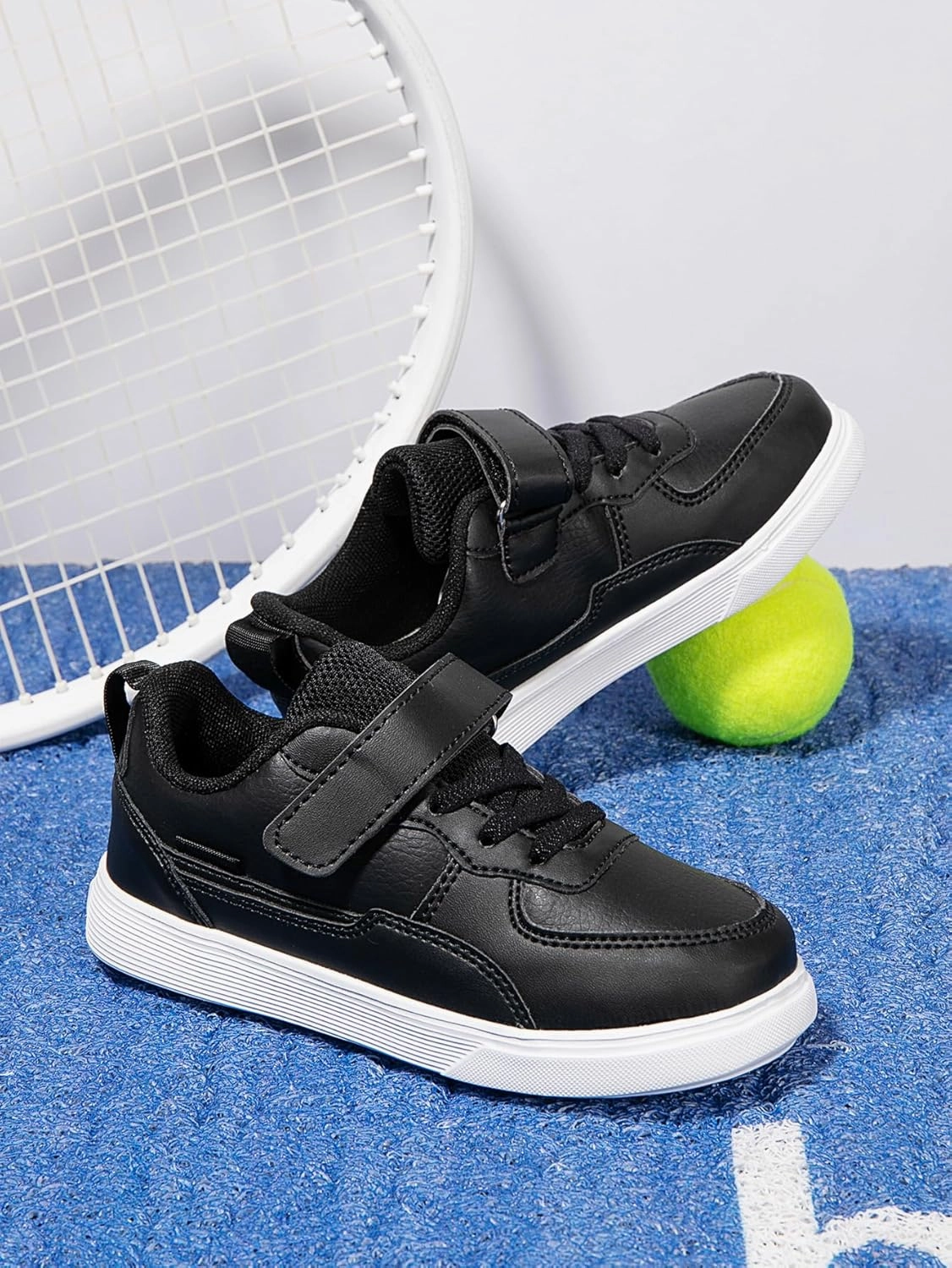 Boys and Girls Board Shoes Adjustable Hook and Loop Classic Low Top Kids Sneakers