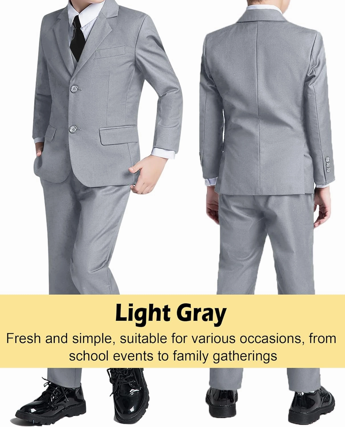 Boys’ Formal Suit 5 Piece Set, Toddler Tuxedos for Wedding, Suits for Teens Boy Dress School Clothes