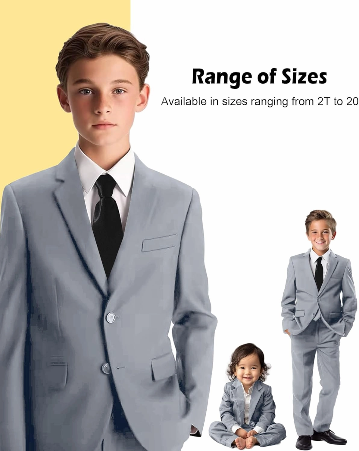 Boys’ Formal Suit 5 Piece Set, Toddler Tuxedos for Wedding, Suits for Teens Boy Dress School Clothes