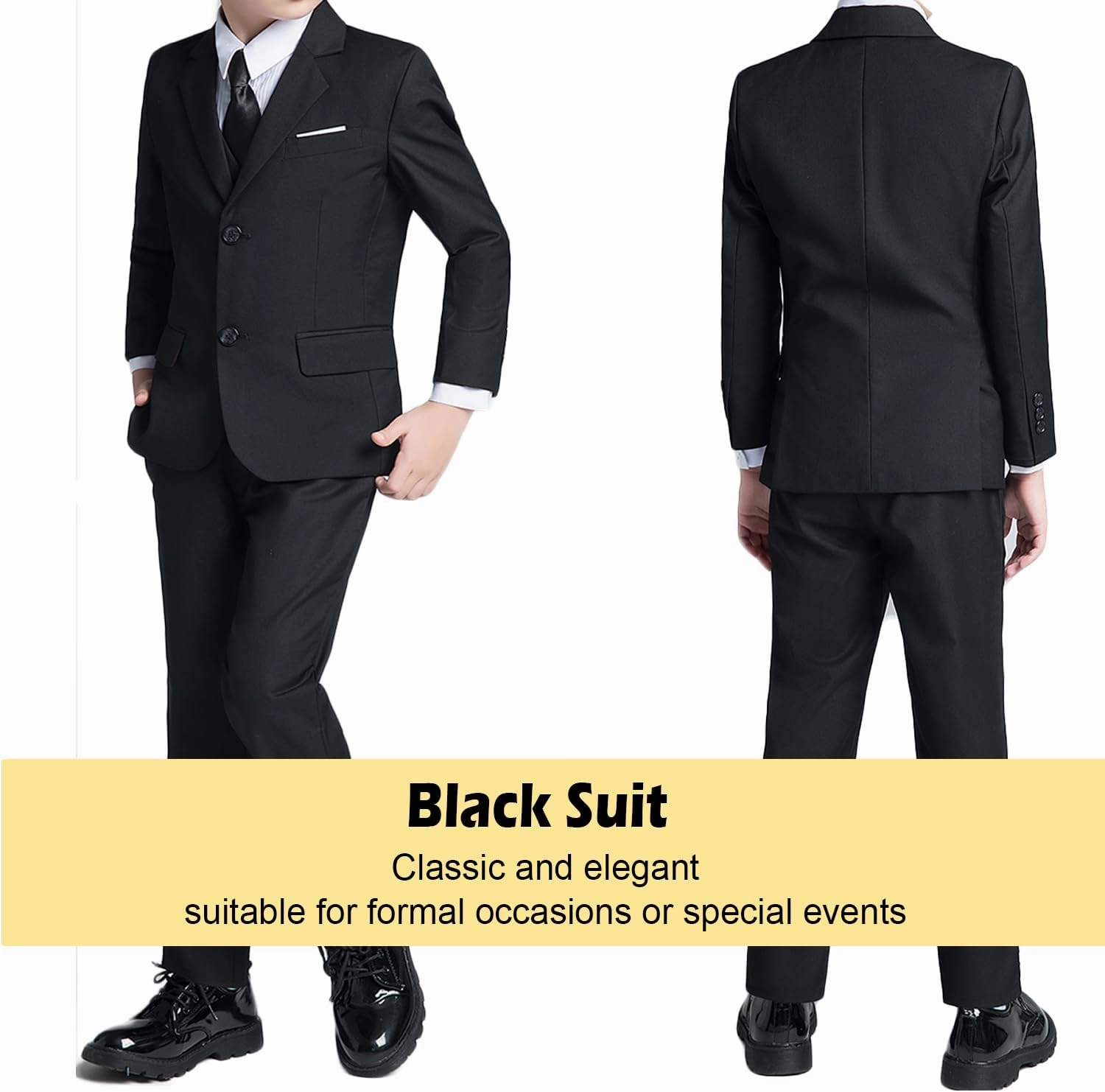 Boys’ Formal Suit 5 Piece Set, Toddler Tuxedos for Wedding, Suits for Teens Boy Dress School Clothes