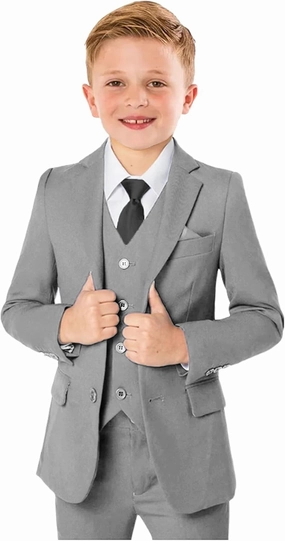 Boys’ Formal Suit 5 Piece Set, Toddler Tuxedos for Wedding, Suits for Teens Boy Dress School Clothes