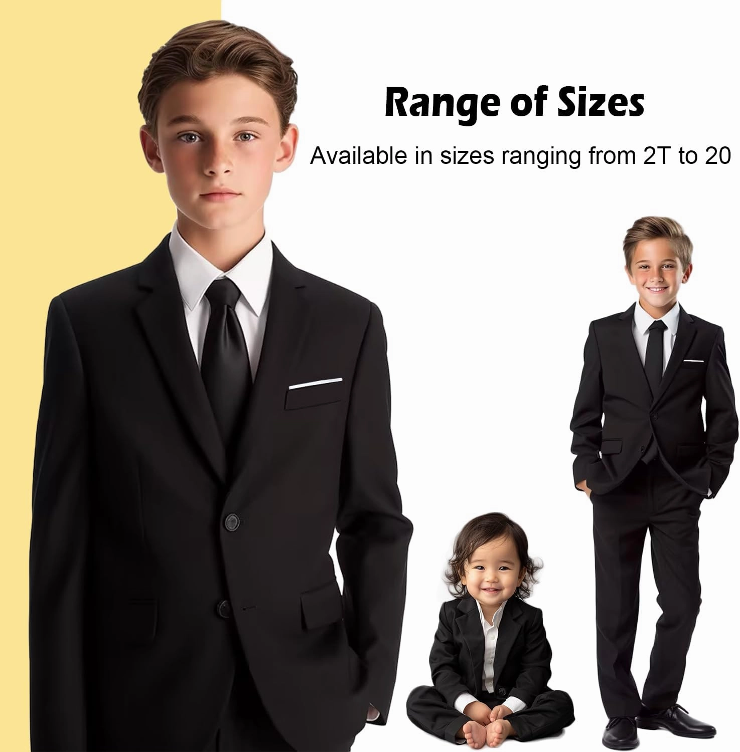 Boys’ Formal Suit 5 Piece Set, Toddler Tuxedos for Wedding, Suits for Teens Boy Dress School Clothes