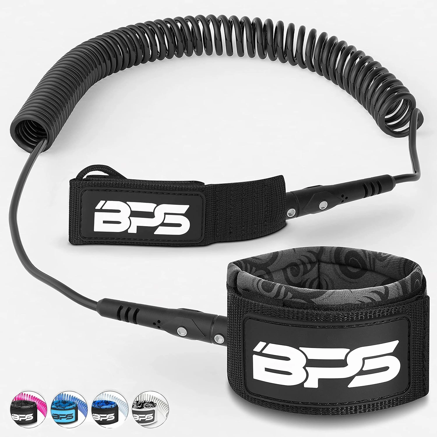 BPS ‘Storm’ Premium 7.2mm Coil SUP Leash Paddleboard Ankle Leash Quick Release Tab, with Waterproof Waist Bag Longboard Surfboard Stand-up Paddleboard Accessories